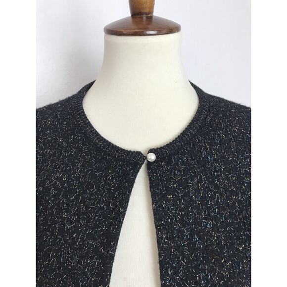 Marc Jacobs Crop Cardigan Sweater Multicolor Metallic Threads - Picture 2 of 10